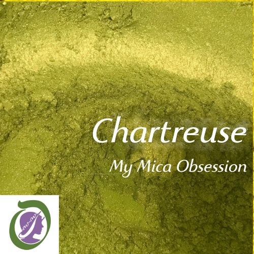 A dark yellow  with green tones as a sample of  Chartreuse Mica