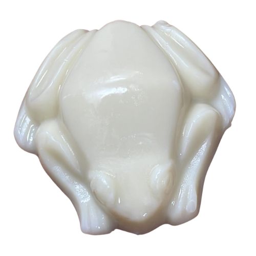 White frog soap showing the colour when used in soap