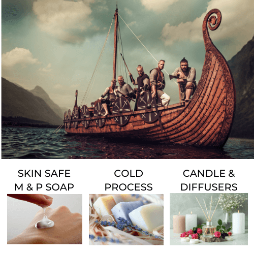Viking ship and men to represent Drakkar Noir Fragrance Oil