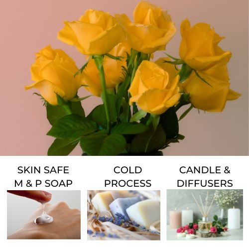 Yellow roses half open depicting Fresh Cut Roses Fragrance Oil