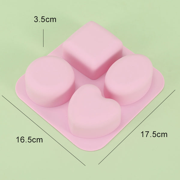 Geometric Shapes Moulds 4 cavity - Square, Heart, Oval and Round ...