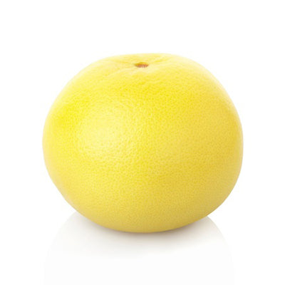 A large yellow grapefruit depicting Grapefruit White Essential Oil