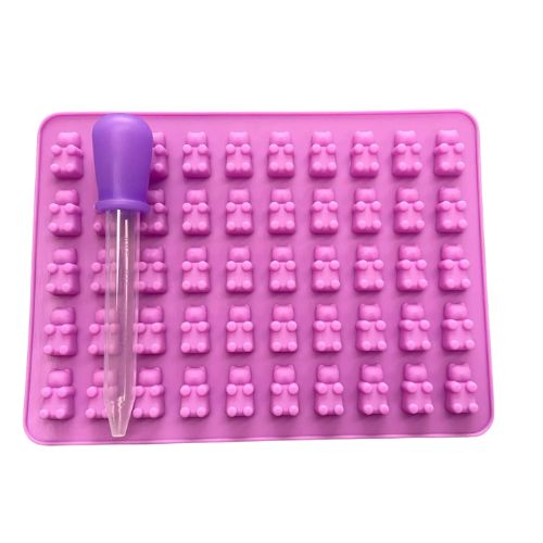 Pink gummy bear mould with dropper