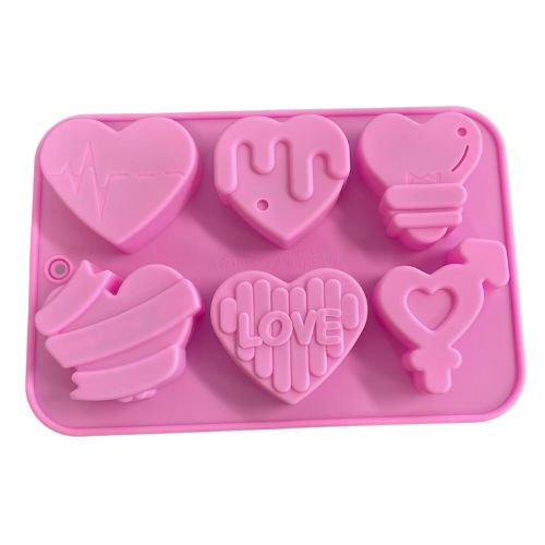 Love Heart Mould 6 designs in 1 (6 Cavities)