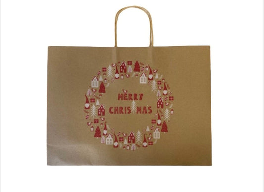 Merry Christmas Kraft Bags with Design