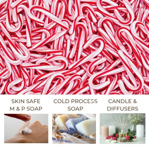 A jumble of red and white striped candy canes to represent peppermint candy cane