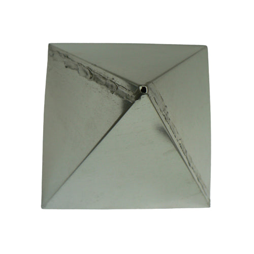 Top view of silver pyramid candle mould