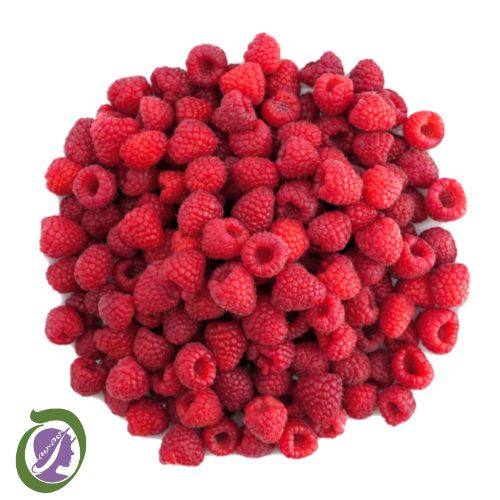 Raspberries are in a pile on a white background depicting Raspberry Flavour Oil