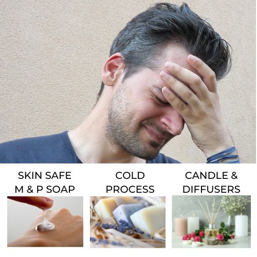 Man holding head to show need for sinus relief fragrance oil