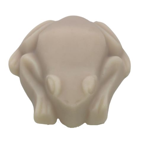 Frog shaped soap showing that Smoked Cedar and Leather Fragrance Oil does not discolour