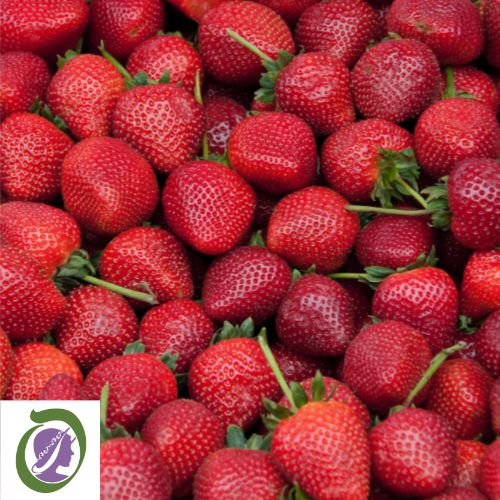 Luscious strawberries fill the screen to evoke strawberry flavour oil natural.