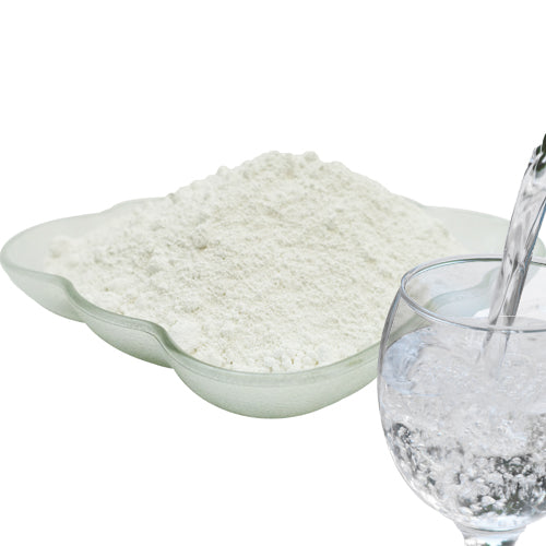 Titanium Dioxide-Water Dispersible in a dish next to a glass of water