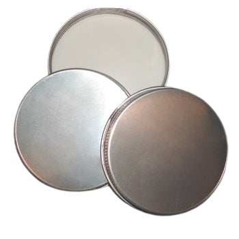 Aluminium screw on lids showing wading in cap and two angles of the top