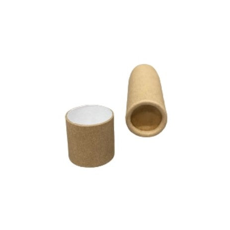 Cardboard lip balm tube with the lid off