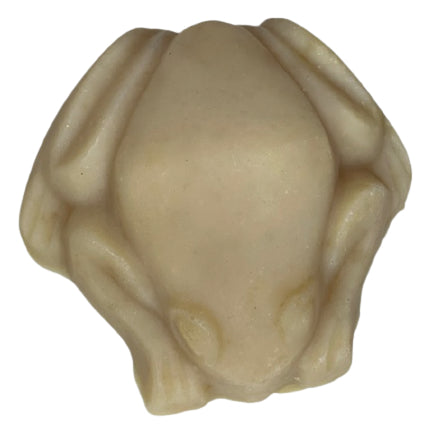 Frog shaped soap showing the colour Fresh Linen Fragrance Oil turns soap