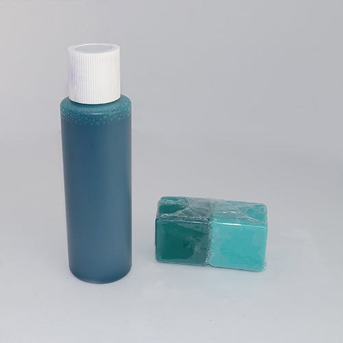 Green Liquid Soap Colour in a bottle and melt and pour soap samples