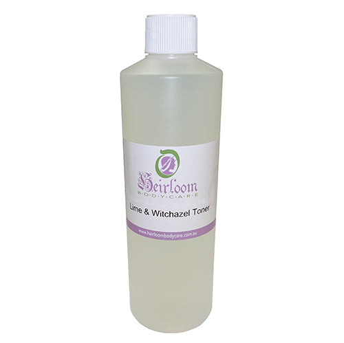 Toner - Lime & Witchazel clear liquid in a bottle