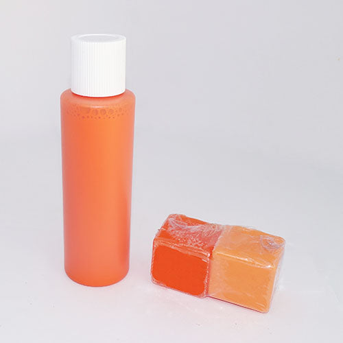 Orange Liquid Soap Colour in a bottle and melt and pour soap samples