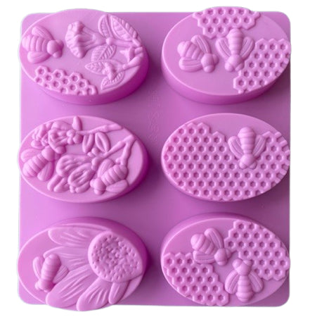 Oval Bee on Honeycomb  Mould (6 cavity)