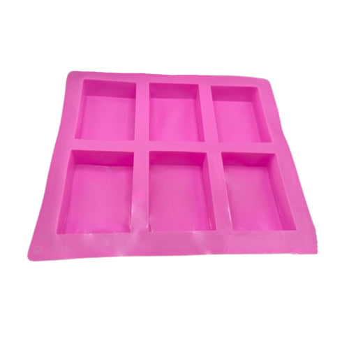 Six cavity pink rectangular soap mould