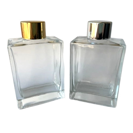 Glass Rectangular Bottle 100ml (Metallic Finish Lid)