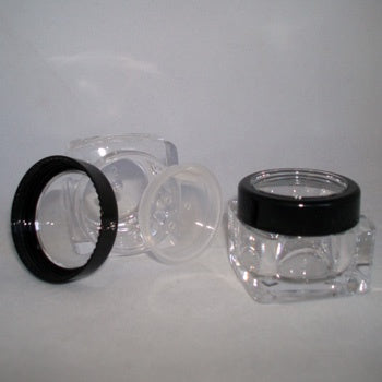 10gm Square Clear Pot + Black Rimmed Lid + Sifter