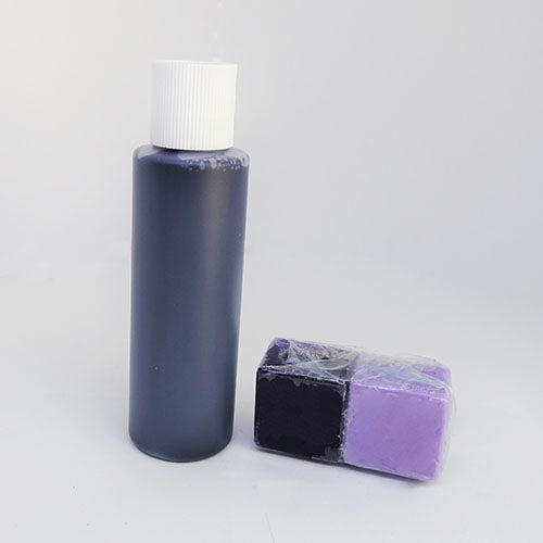 Violet Liquid Soap Colour in a bottle and melt and pour soap samples